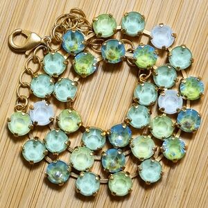 Green Pastel in Austrian Crystals in Classic Tennis Necklace and Earrings